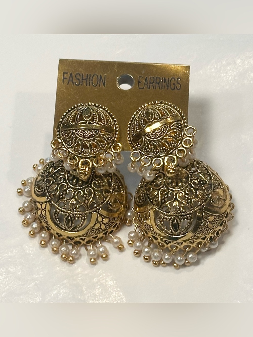 Gold Tone Jhumka Pearl Earrings Mumbai
